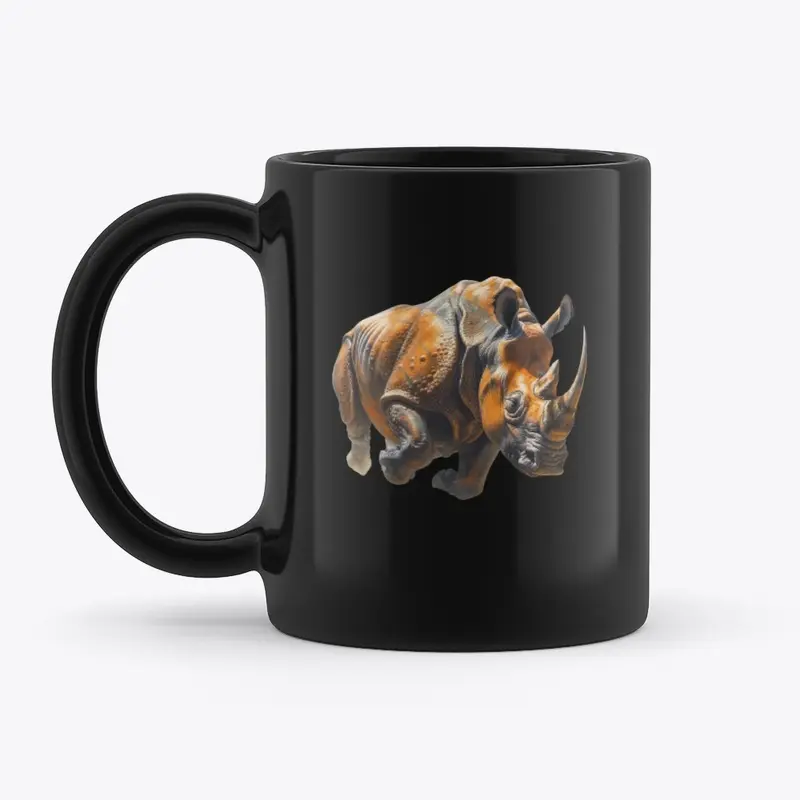 black mug orange rhino